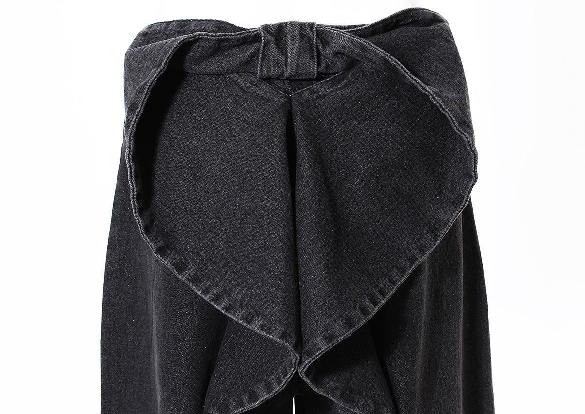 Niche Designer Jeans Strik Decoratie Losse Fit