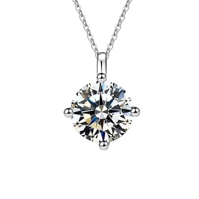 Vierklauwige enkele diamant 1 karaat Moissanite S925 zilveren ketting