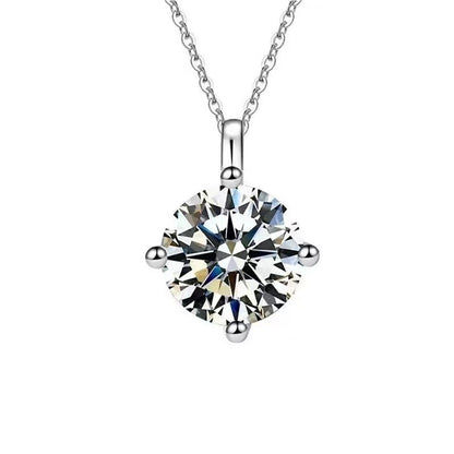 Vierklauwige enkele diamant 1 karaat Moissanite S925 zilveren ketting