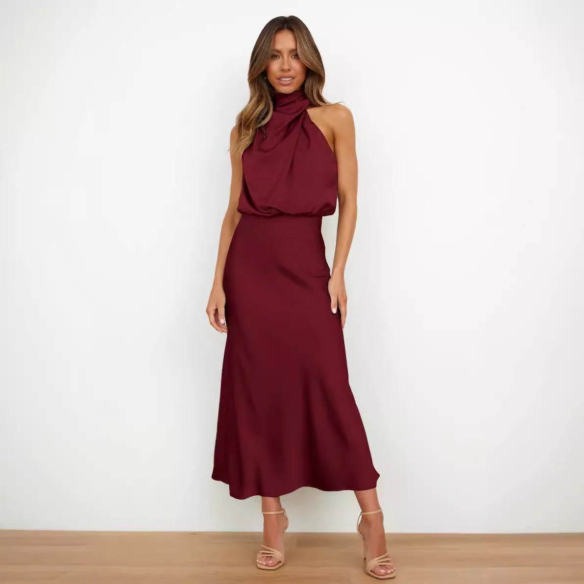 Sleeveless Satin Evening Dress