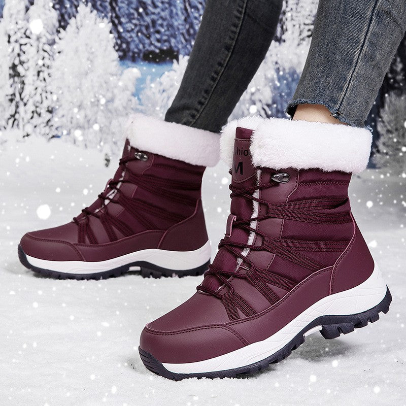 Women Fleece Lined Winter Snow Boots High Top Warm Cotton Shoes