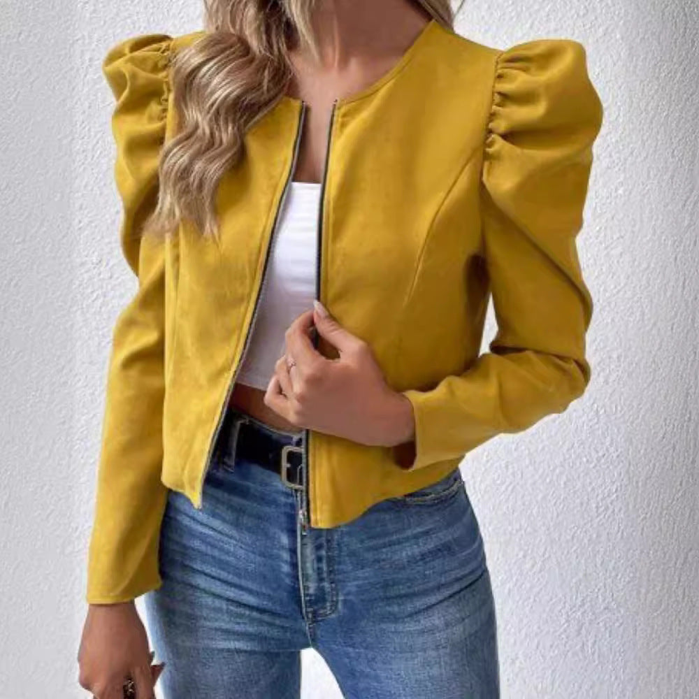 COOVS damesjas met gigotmouwen en ritssluiting