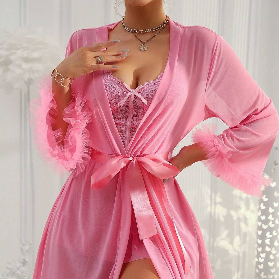 Sheer Lace Lingerie Nightdress Set