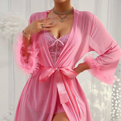 Sheer Lace Lingerie Nightdress Set