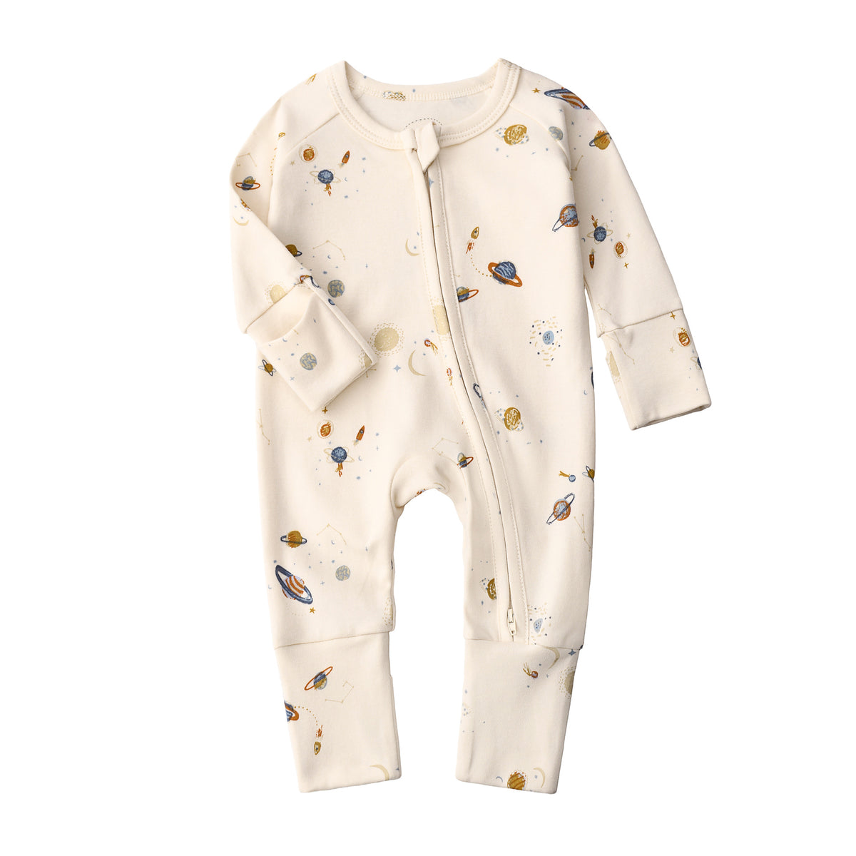 Baby Double Zipper Romper with Convertible Hand Foot Covers