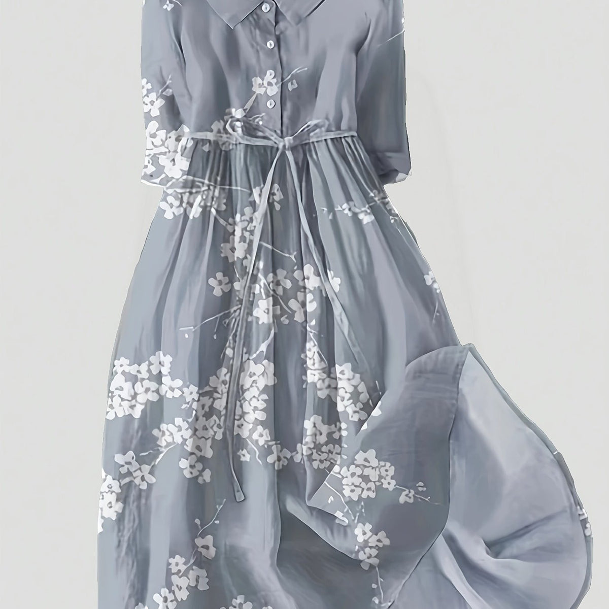 Elegant French Style Polyester Midi Dress