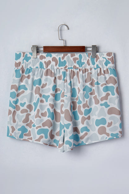 Multicolor plus size camouflage sportshorts met elastische tailleband