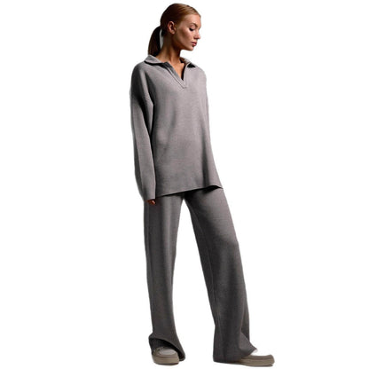 Women's casual long-sleeved solid-color sports outfit