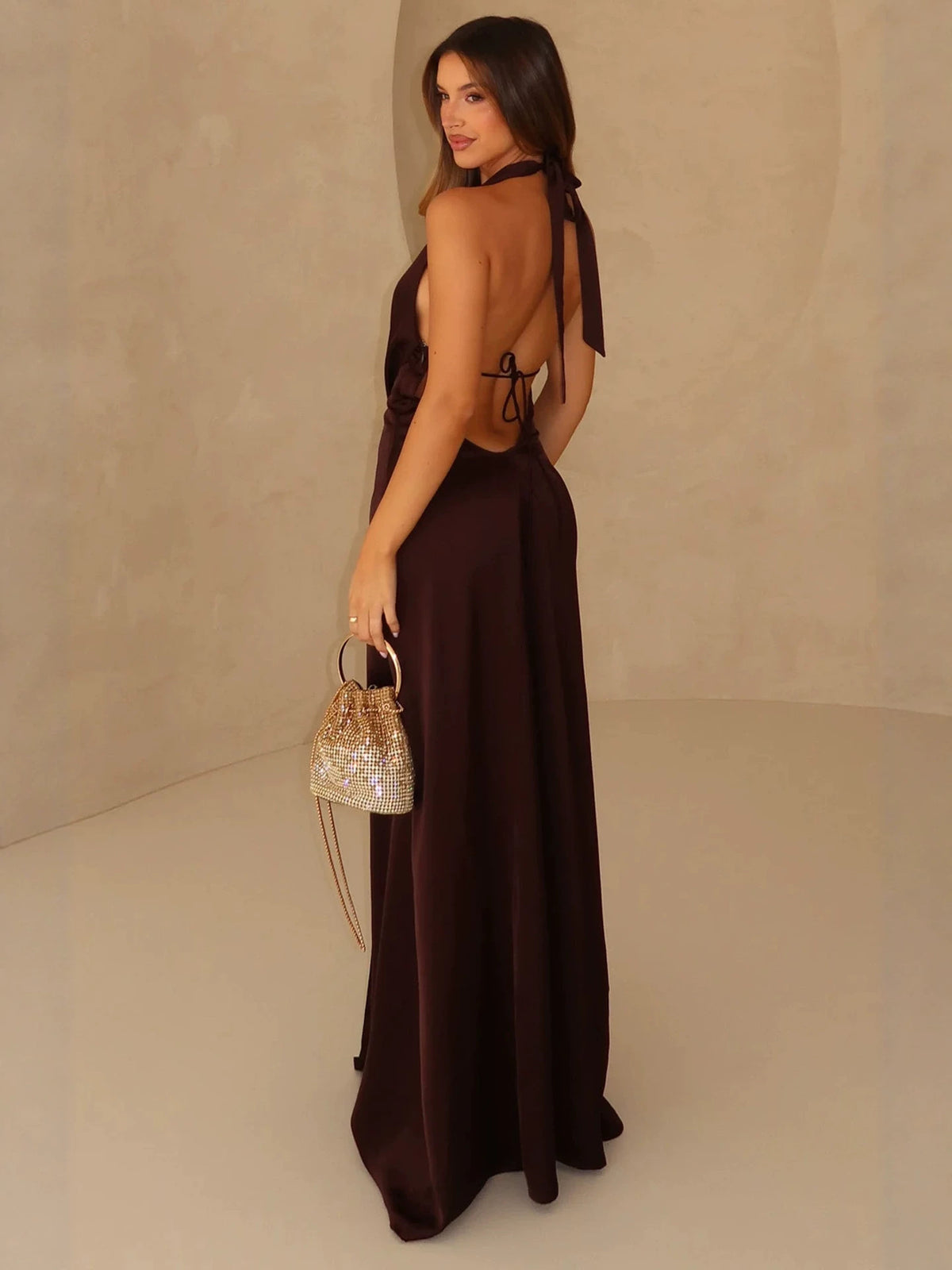 Deep V-Neck Long Party Dress