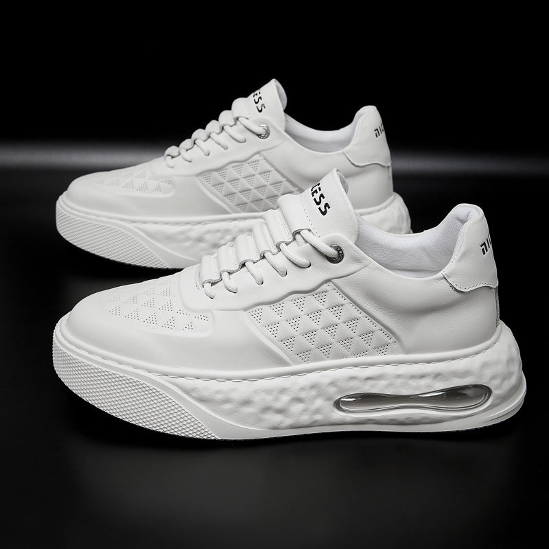 Mens Breathable Cowhide Casual Sneakers