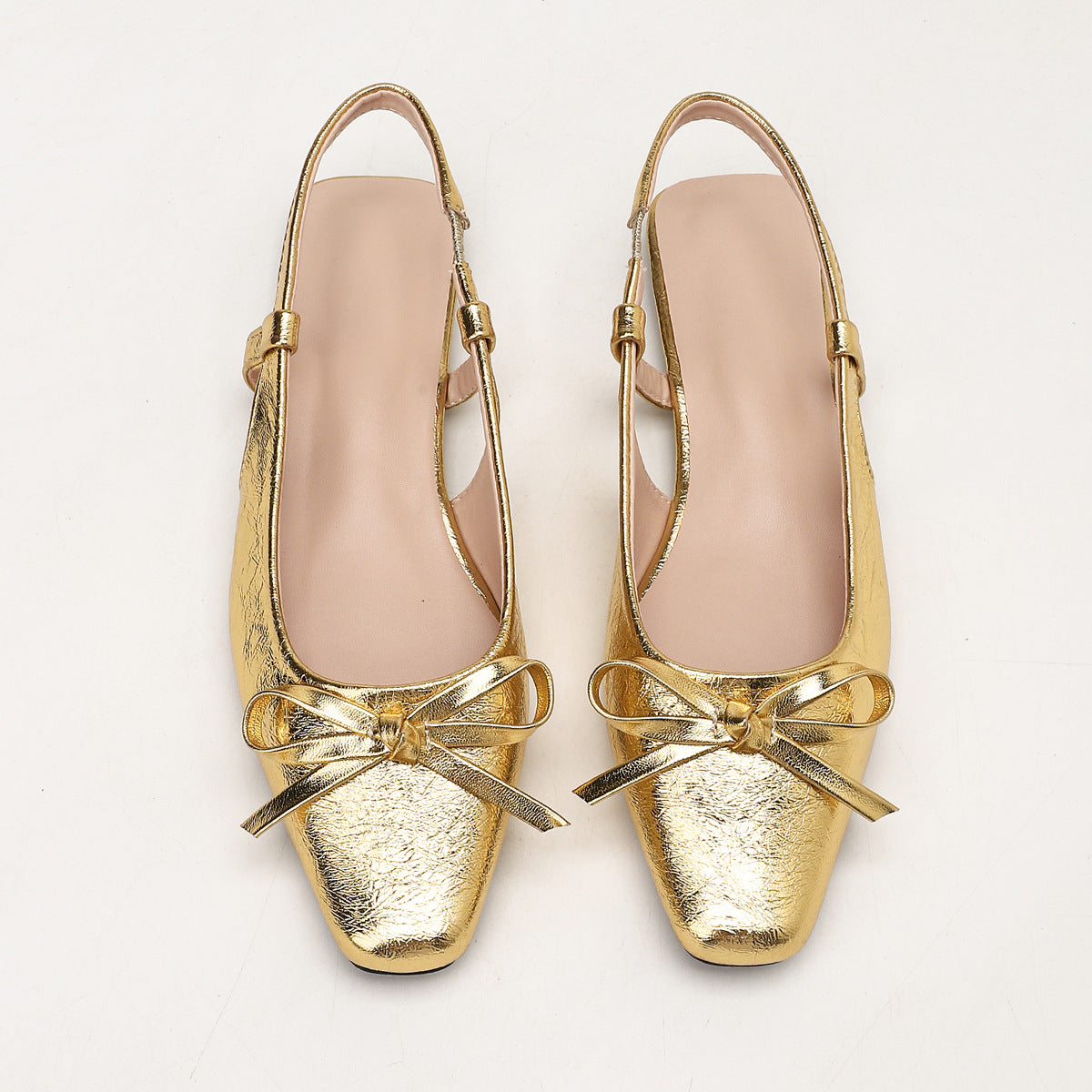 Womens French Style Gold Flat Sandals Closed Toe Mary Jane Shoes