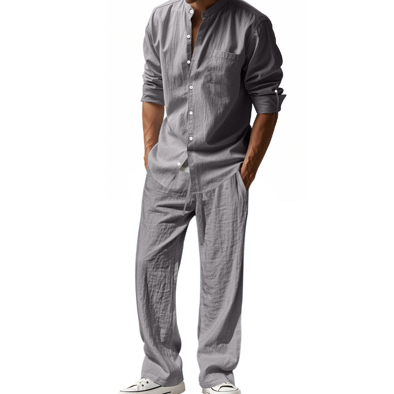 Men's Linen Casual Shirt and Pants Set
