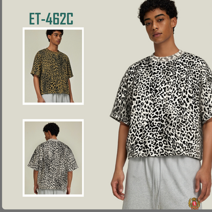 Men's Leopard Print Cotton Blend Loose Short Sleeve T-Shirt