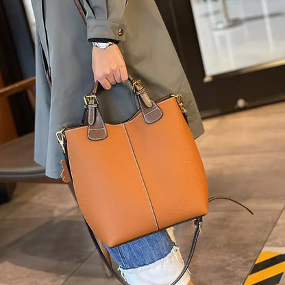 Women's Cowhide Bucket Tote Bag