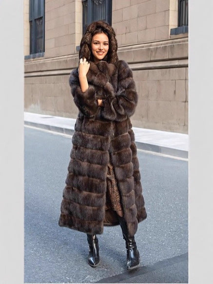Womens Hooded Long Coat