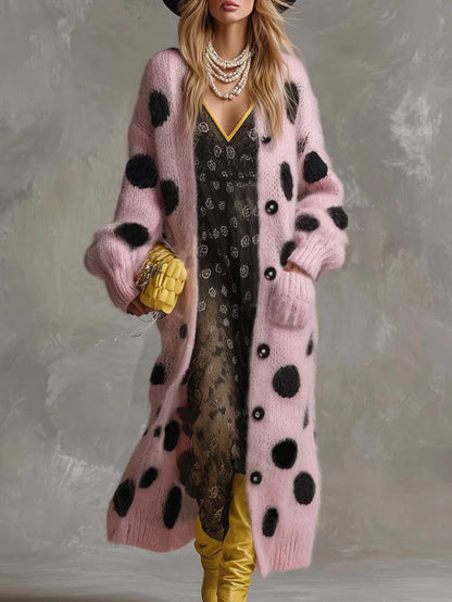 Women's long-sleeved knitted cardigan coat