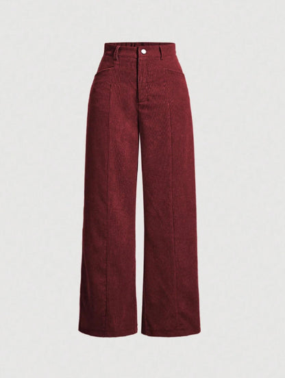 Retro High-Waist Wide-Leg Corduroy Women's Trousers