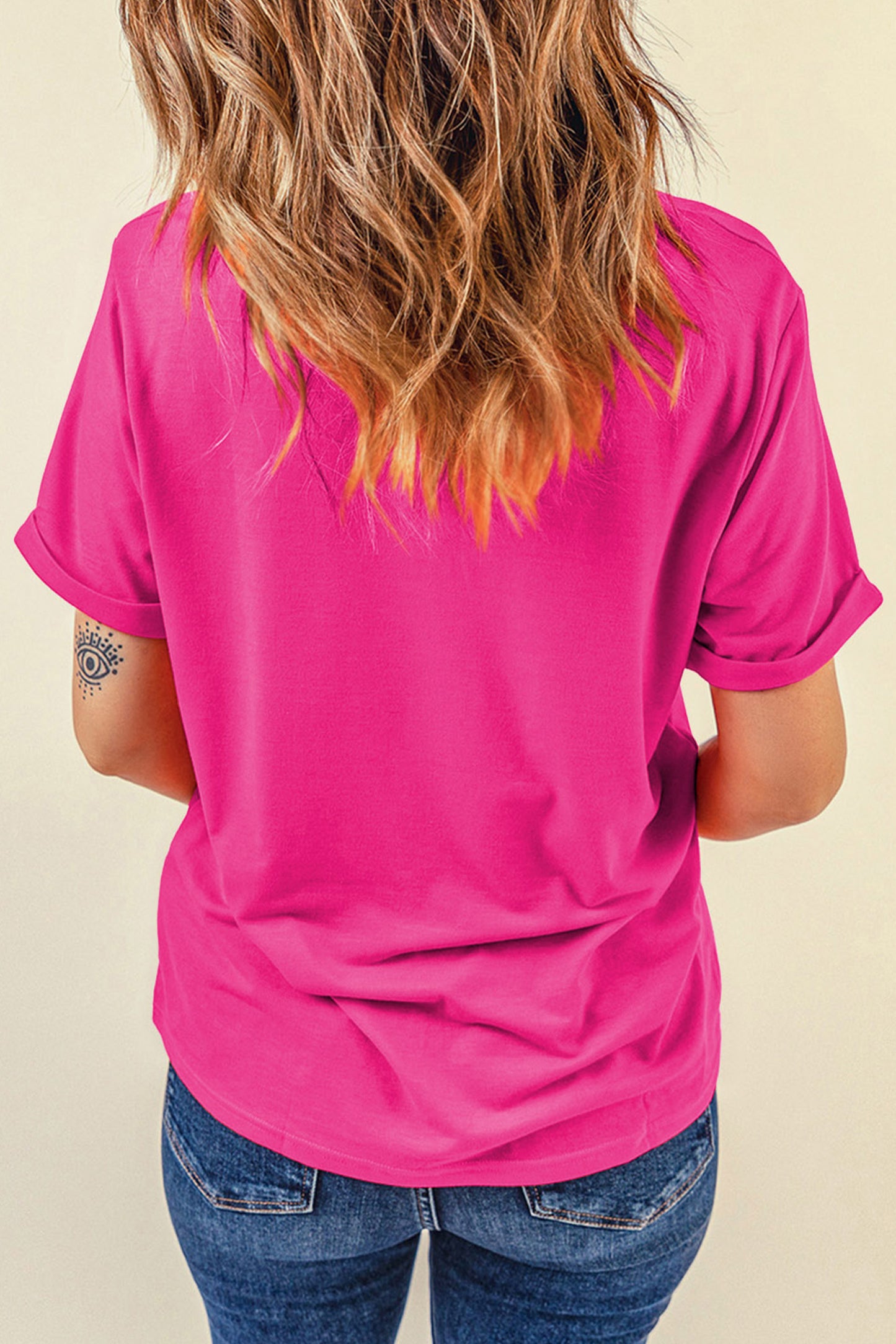Roze rood T-shirt met print van een zoutige palmboom