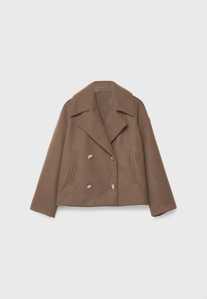Womens Double Breasted Wool Blend Coat