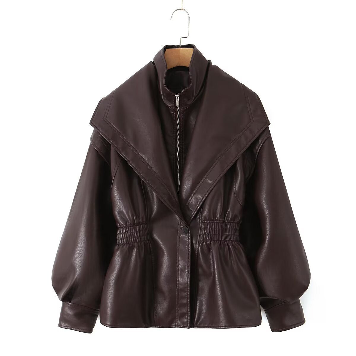 Fashion Turn-Down Collar Leather Jacket