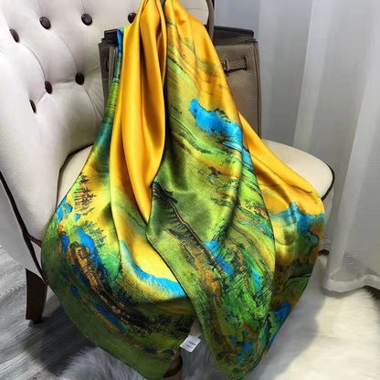 Women's Lijin Satin Scarf Floral Print Shawl