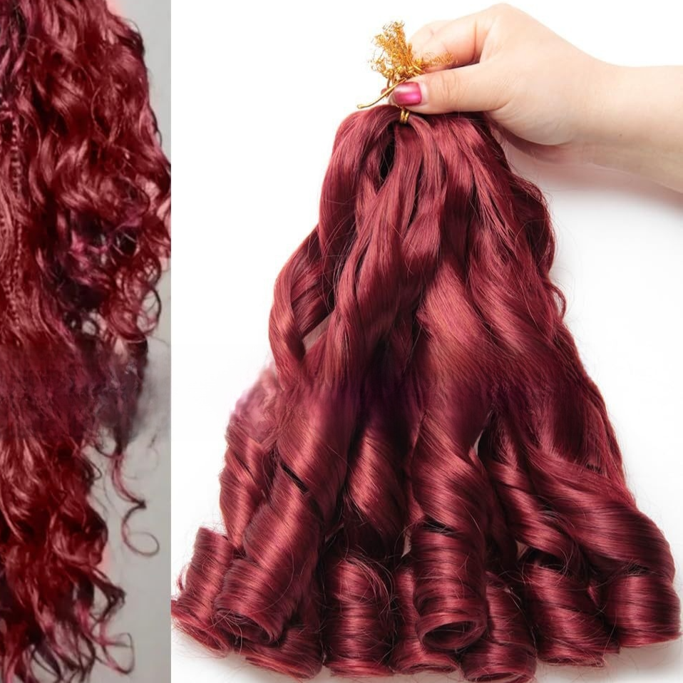 Synthetic fiber wig with long wavy hair