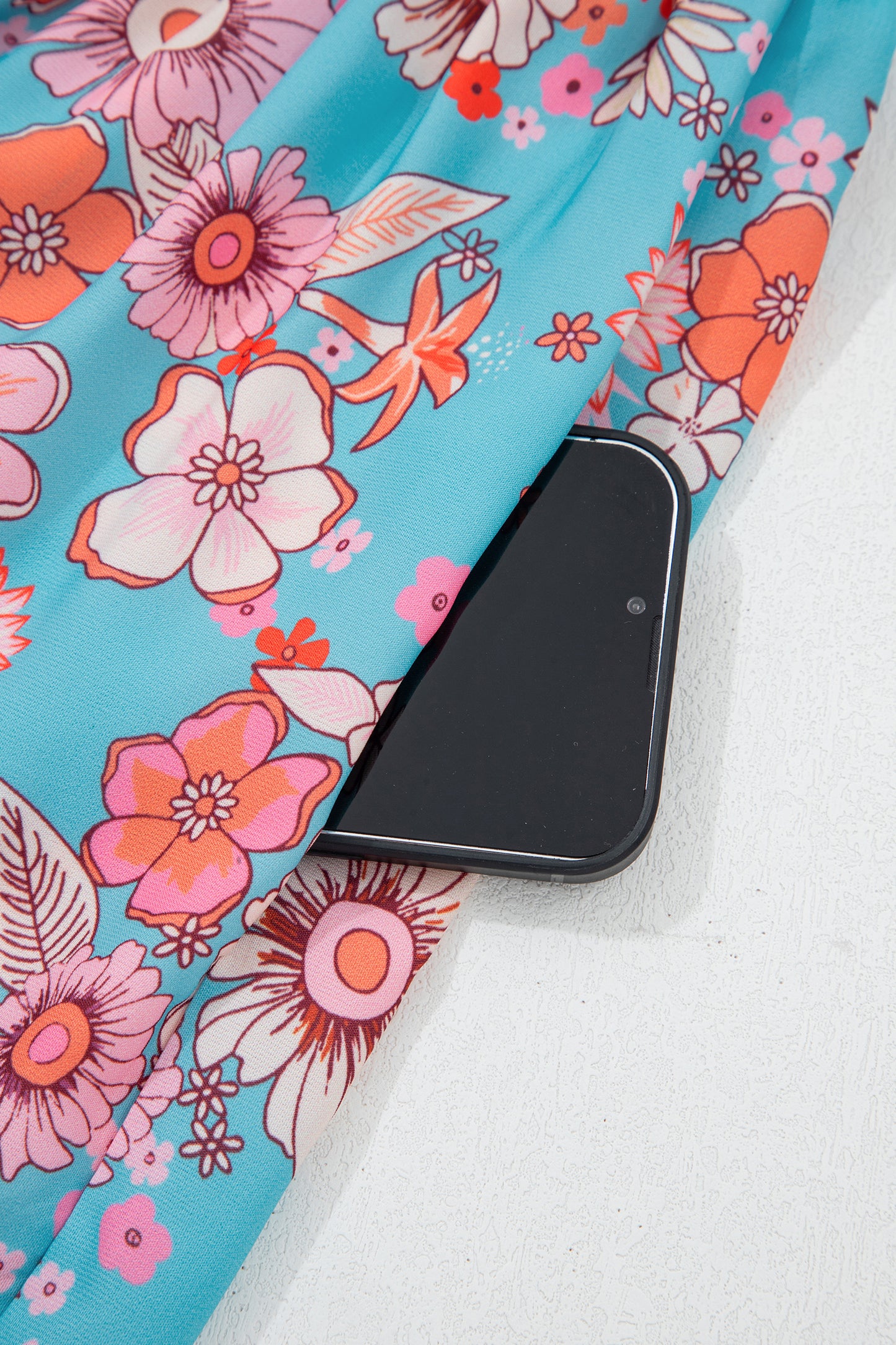 Maxi-jurk met bohemian etnische print gesmokte buste en spaghettibandjes