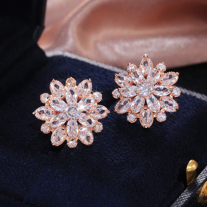 Double Layer Sunflower Zircon Women Earrings