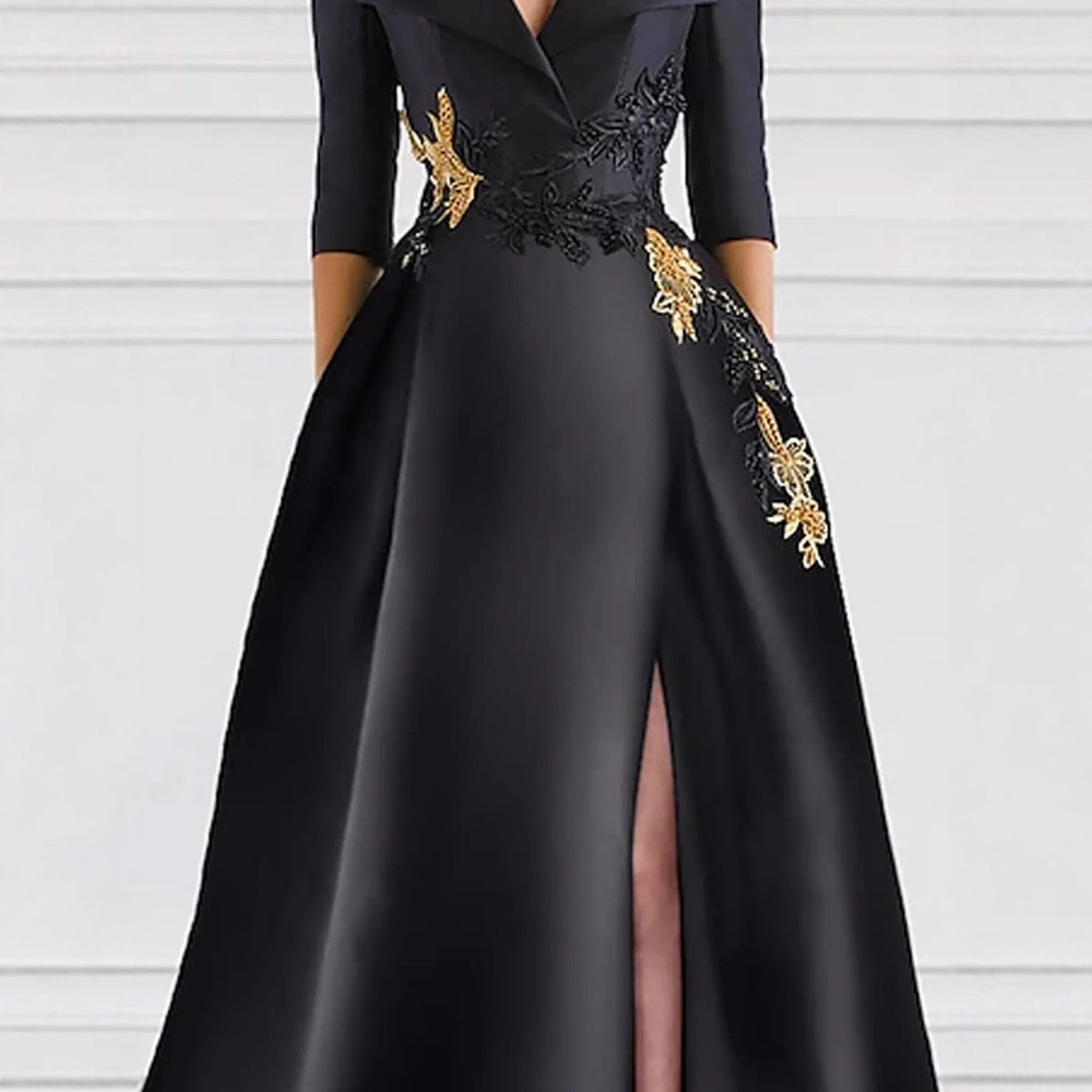 Elegant V-Neck Slit Evening Gown