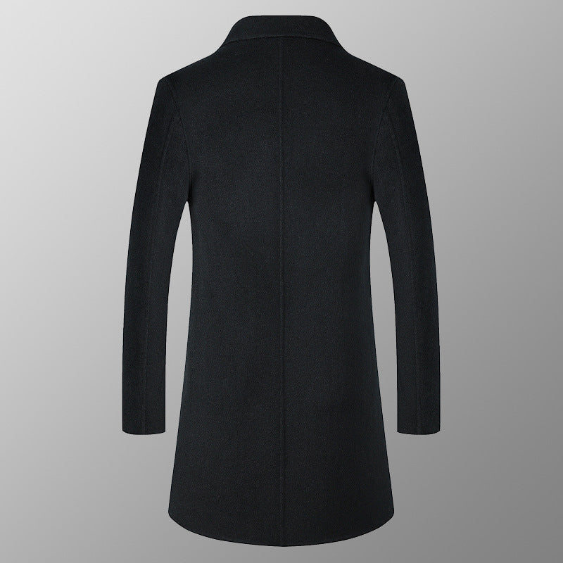 Lange zakelijke heren mantel van hoogwaardige wol