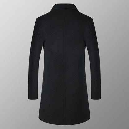 Lange zakelijke heren mantel van hoogwaardige wol