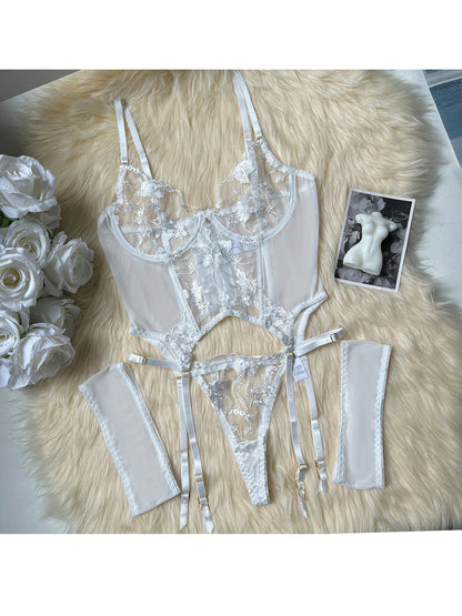 Lace Mesh Lingerie Four-Piece Set