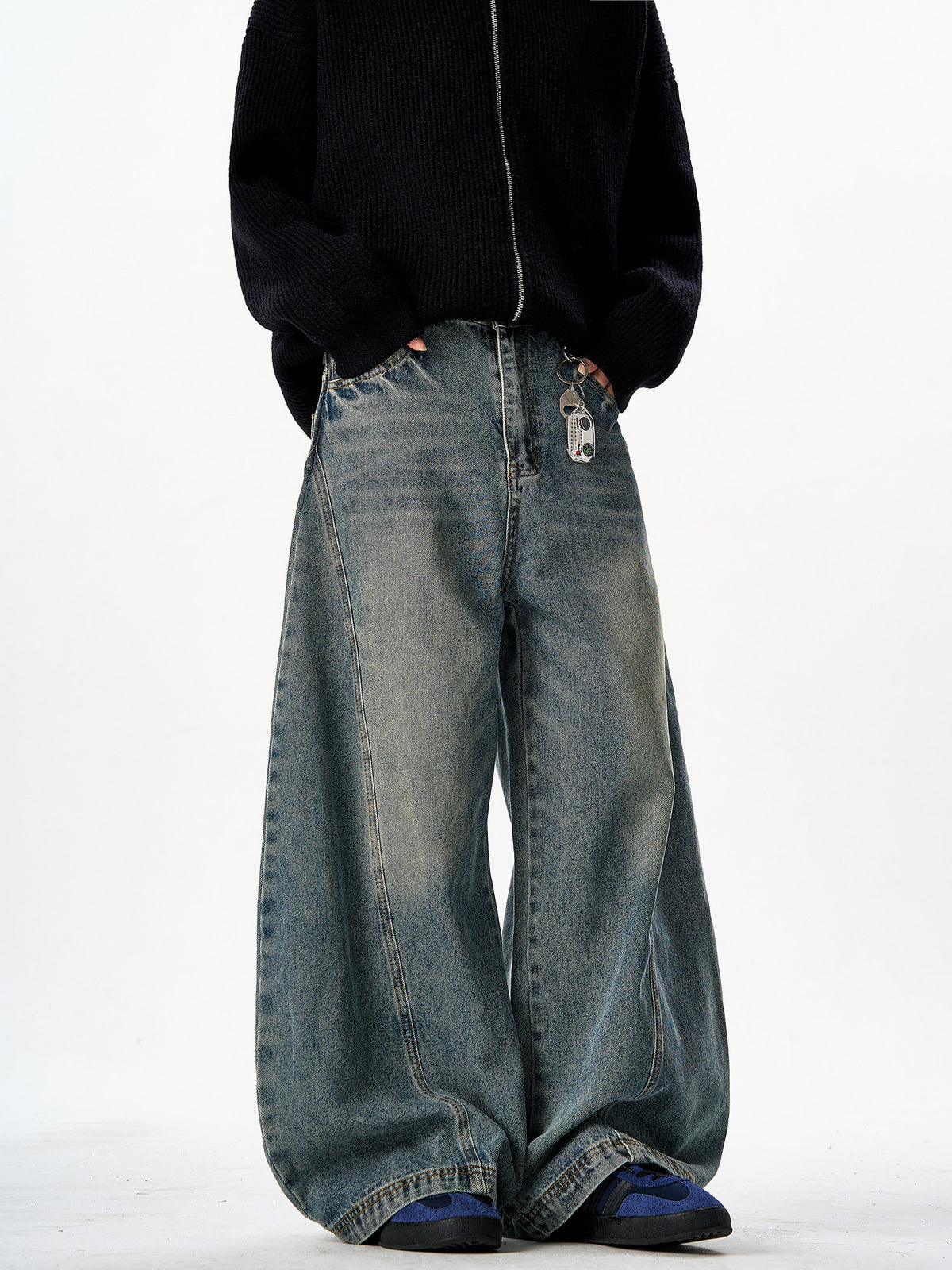 Washed Denim Baggy Pants