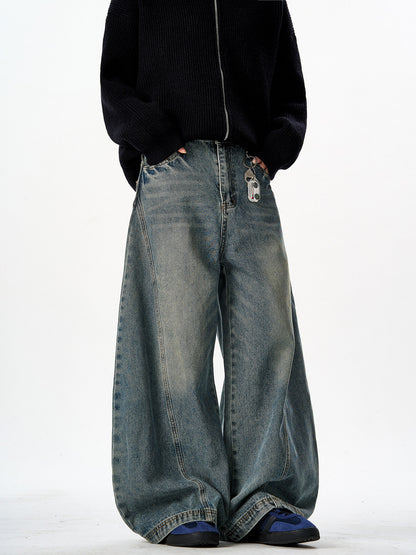 Washed Denim Baggy Pants