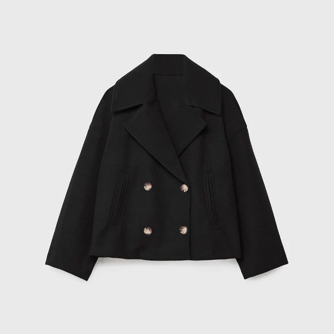 Womens Double Breasted Wool Blend Coat