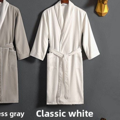 Unisex Long Hotel Bathrobe Double-Layer Gabardine