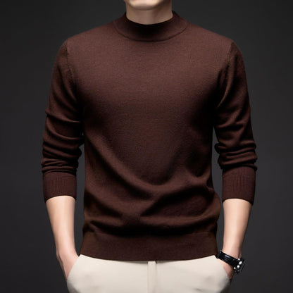 Men's Half-Turtleneck Slim-Fit Fleece-Lined Knit Sweater