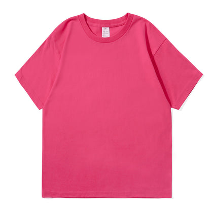 small neckline cotton loose short sleeve solid color bottoming T-shirt