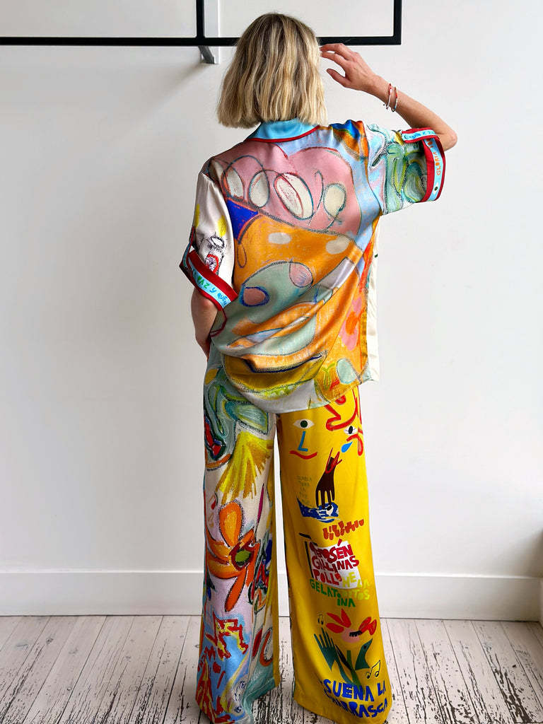 Printed Short Sleeve Casual Suit