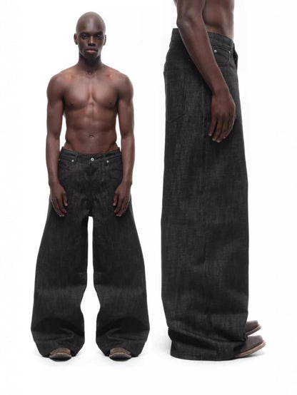 Heavyweight Raw Denim Jeans with Concealed Button Design