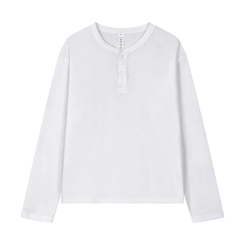 Men's Lightweight Waffle Knit Long Sleeve Henry Collar T-Shirt