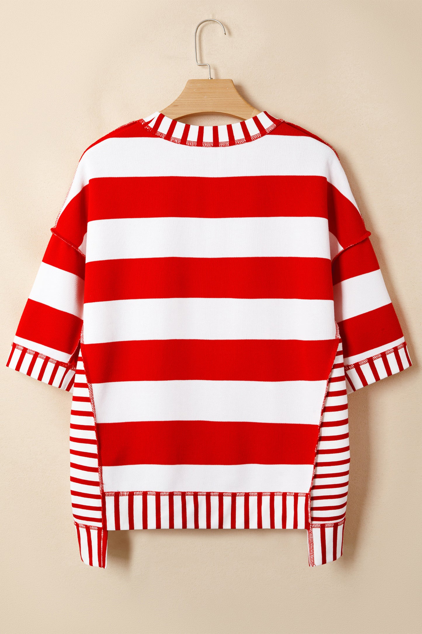 T-shirt met strepen pailletten strik patriottische stijl en korte mouwen