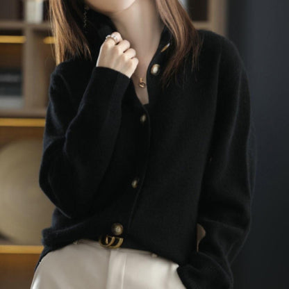 Women's Knit Sweater ? New Autumn/Winter Vintage-Style Cardigan, Relaxed-Fit Outerwear