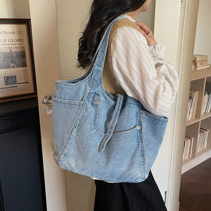 Ladies' Large Capacity Denim Shoulder Bag