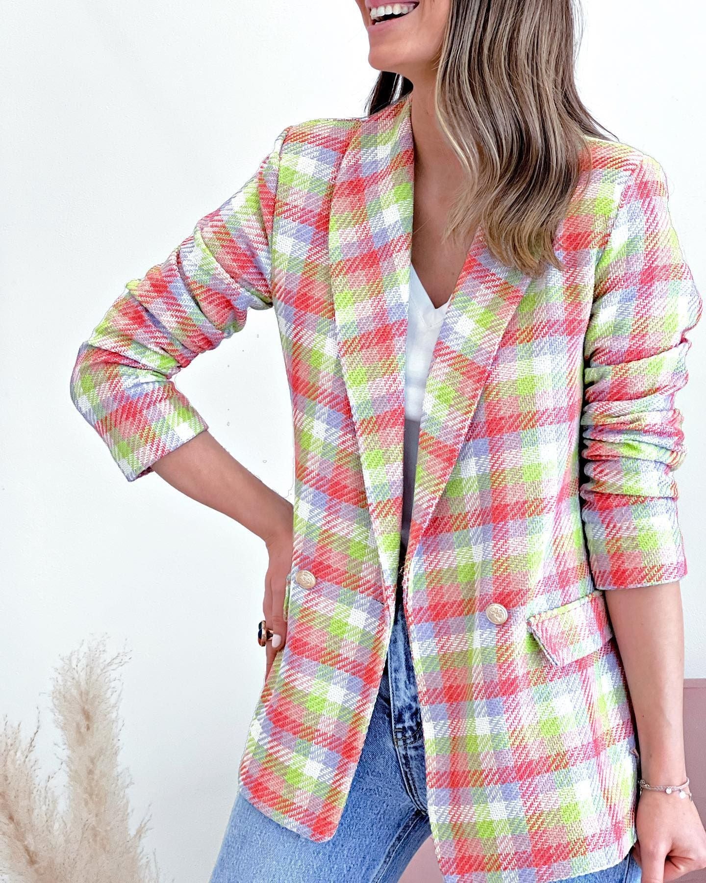 Geruite dames blazer