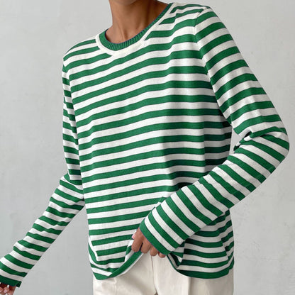 Striped Knitted Sweater Women Pullover Casual Long Sleeve