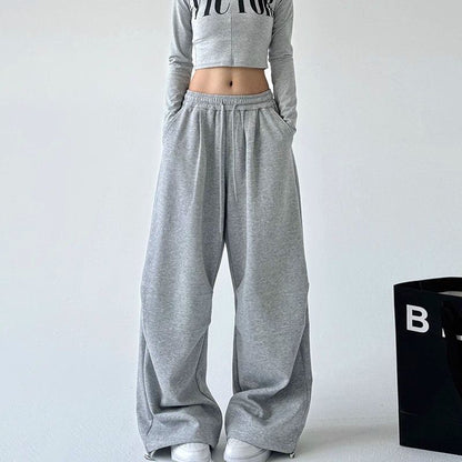 Women's Straight Loose Fleece-Lined Drawstring Casual Pants
