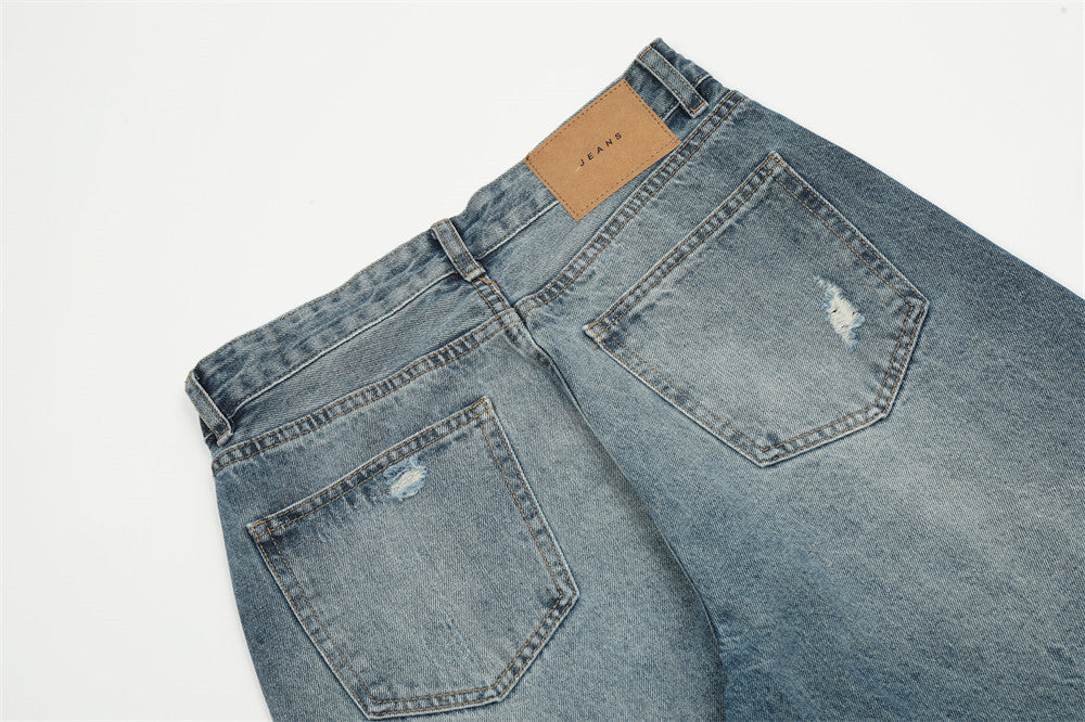 Gewassen en gerafelde jeans voor heren van het merk Street Tide