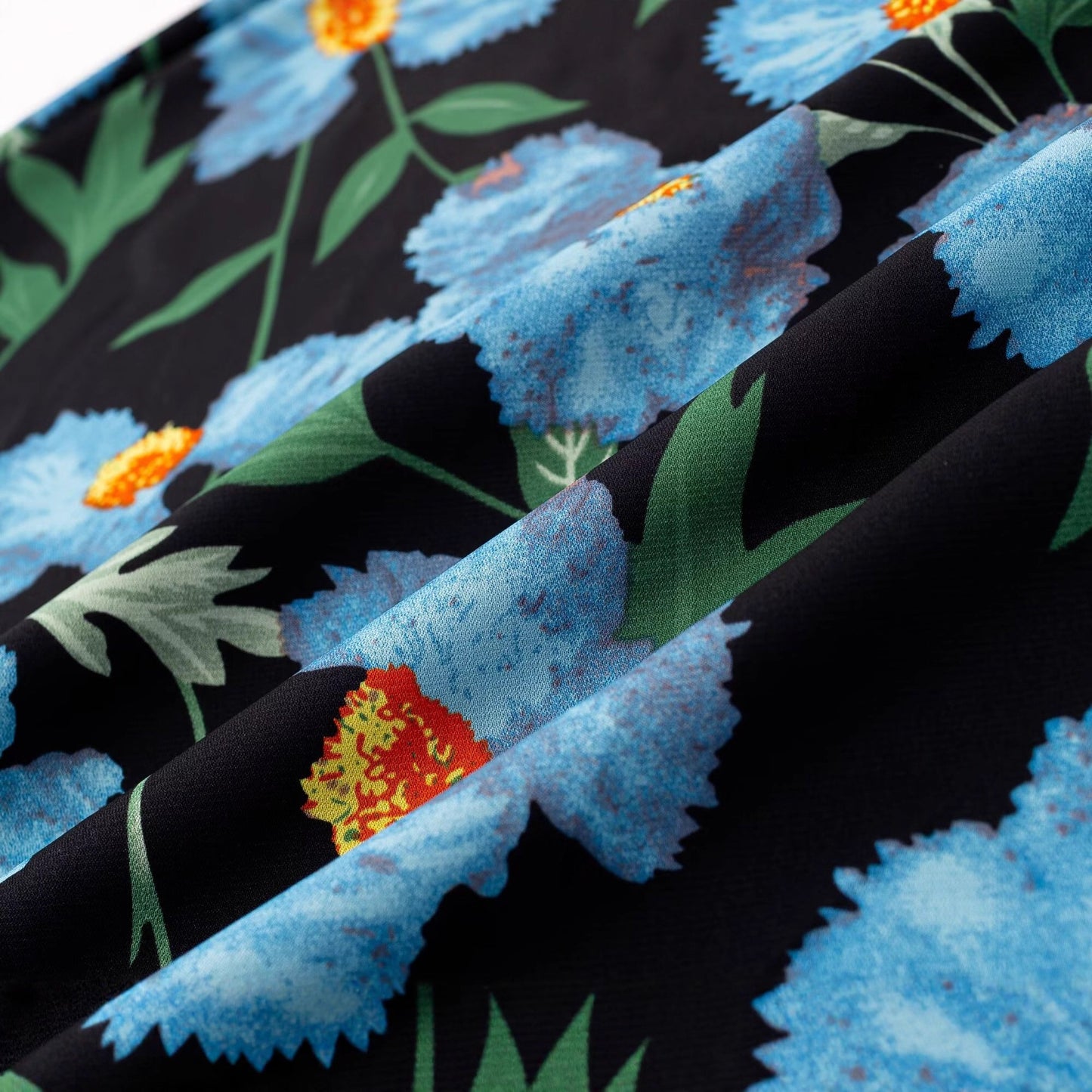 Floral Print Chiffon Dress with Bell Sleeves