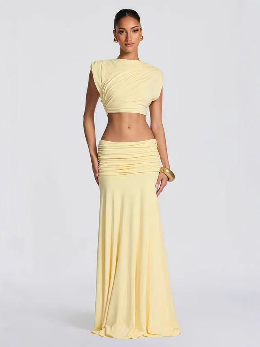 Elegante mouwloze top en maxi-rok set voor dames